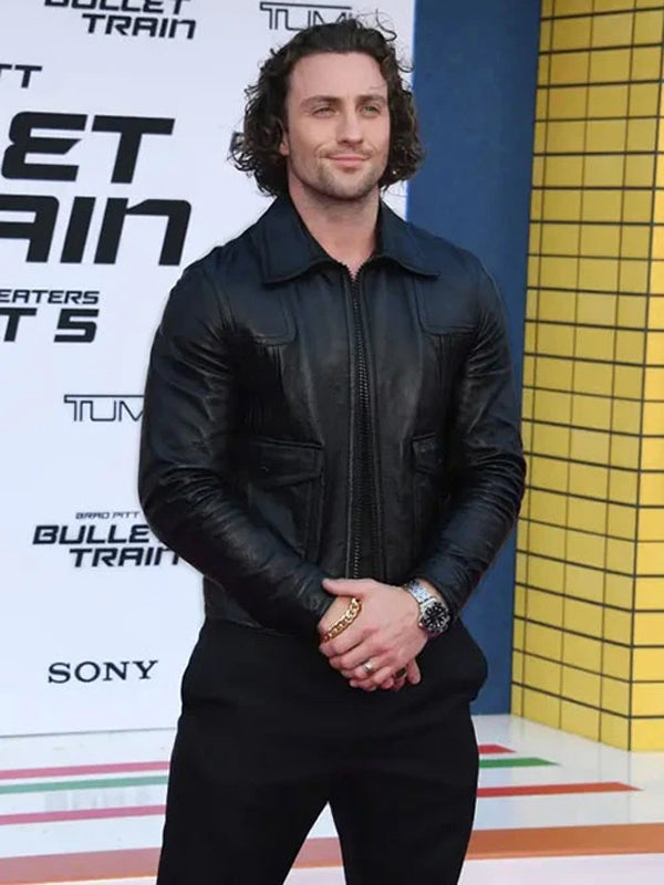 Aaron Taylor Johnson Black Leather Jacket