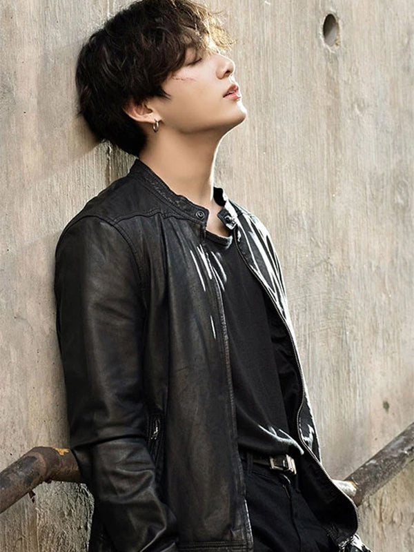 BTS Jungkook Black Leather Jacket