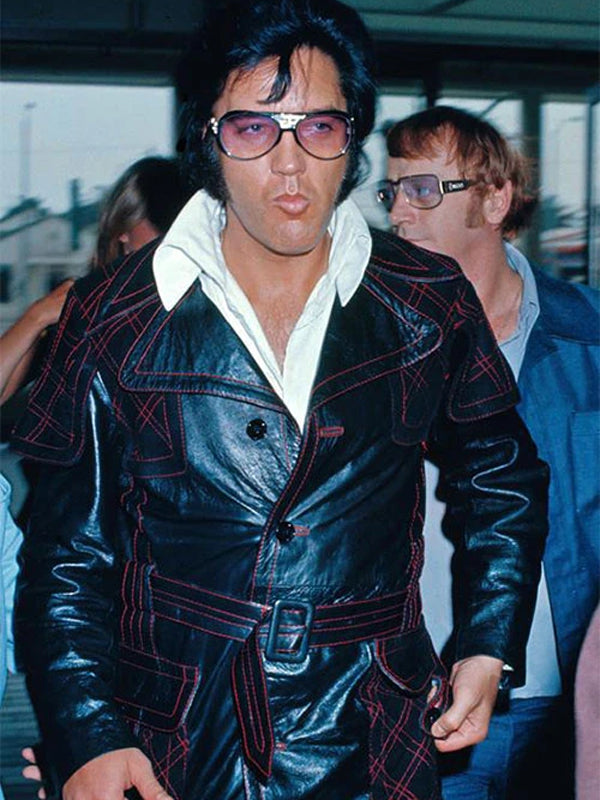 Elvis Presley Black Quilted Leather Long Coat