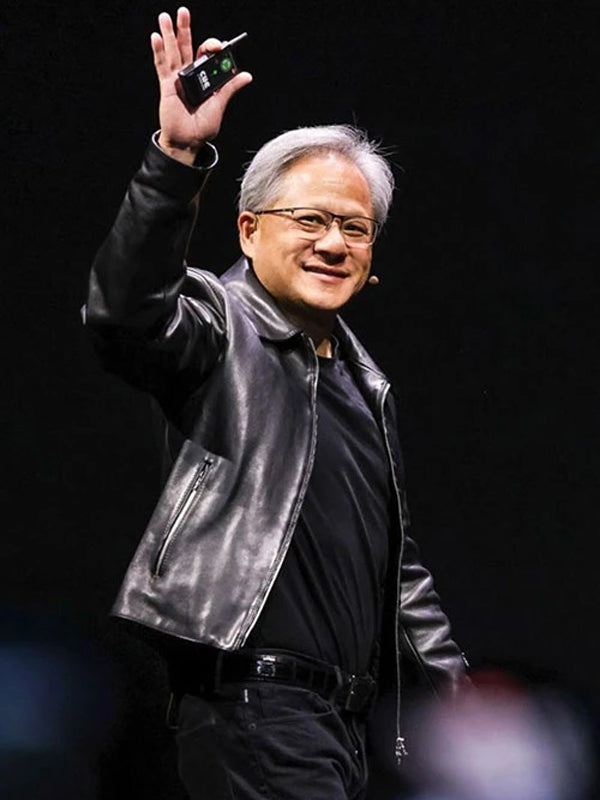 Jensen Huang Classic Black Leather Jacket