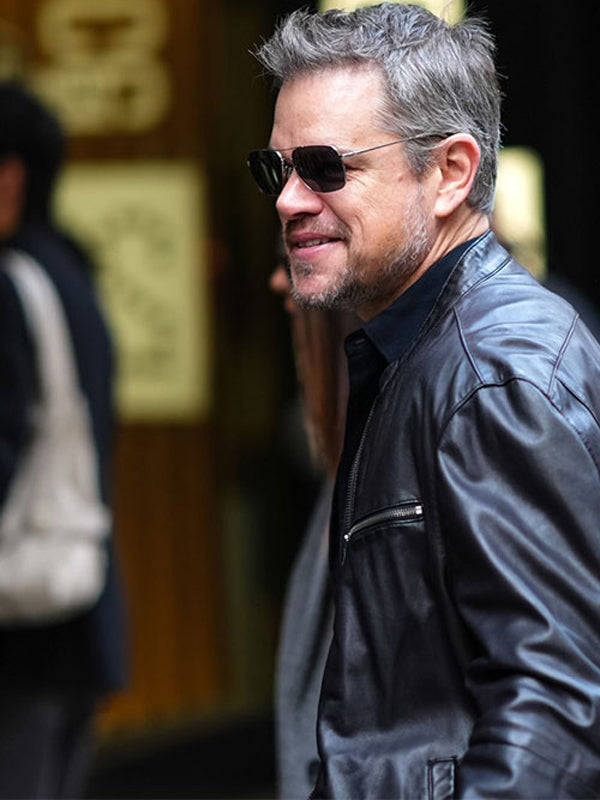 Matt Damon Black Leather Jacket