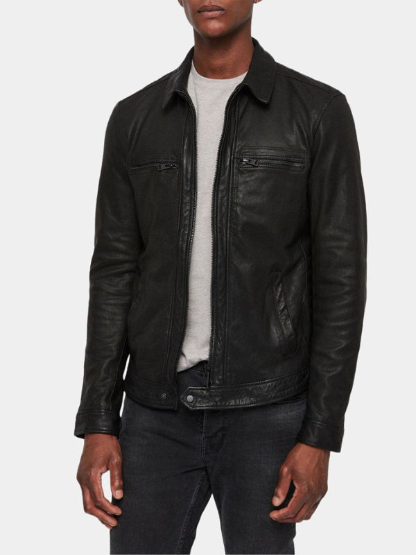 Wolfs Brad Pitt Black Leather Jacket