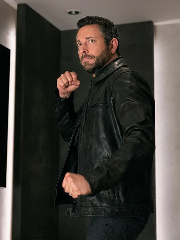 Zachary Levi Spy Kids Armageddon Black Leather Jacket