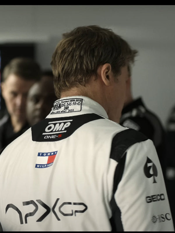 Brad Pitt F1 White and Black Racer Jacket
