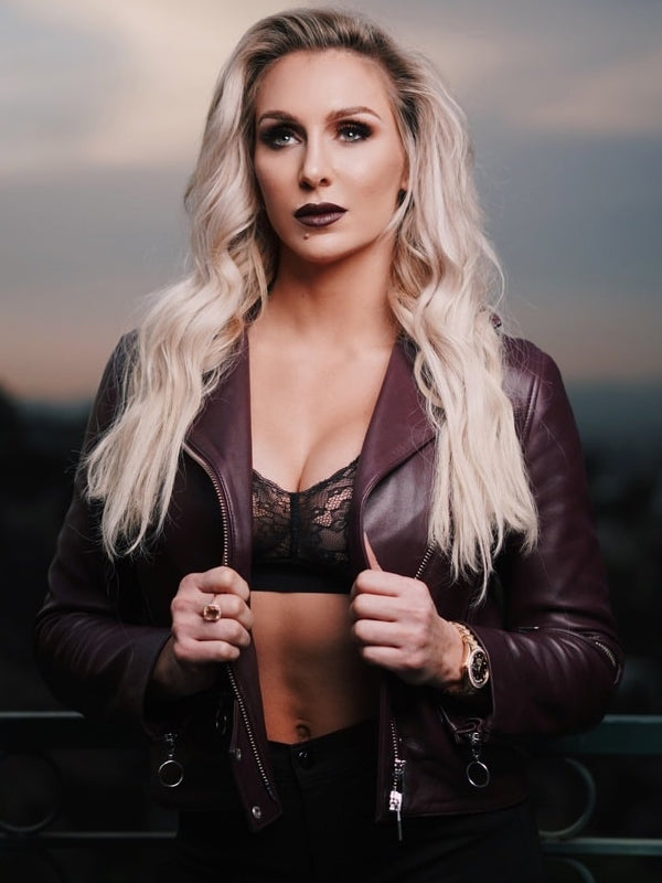 Charlotte Flair WWE Brown Leather Jacket