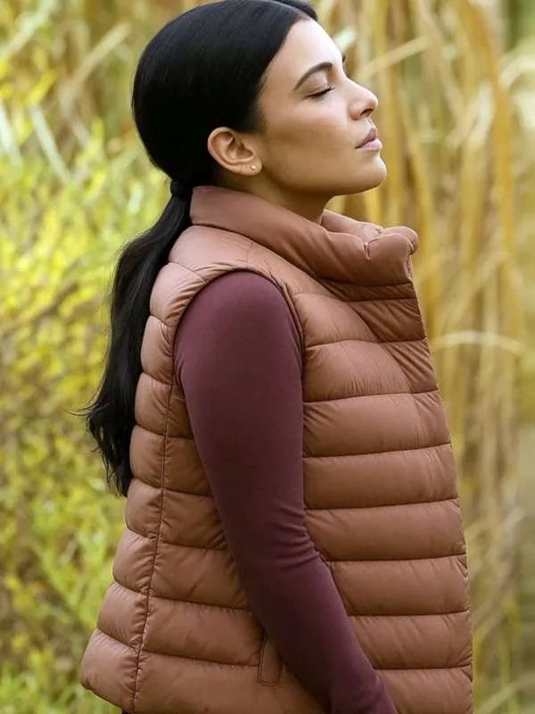 Jackie Howard My Life with the Walter Boys Brown Puffer Vest