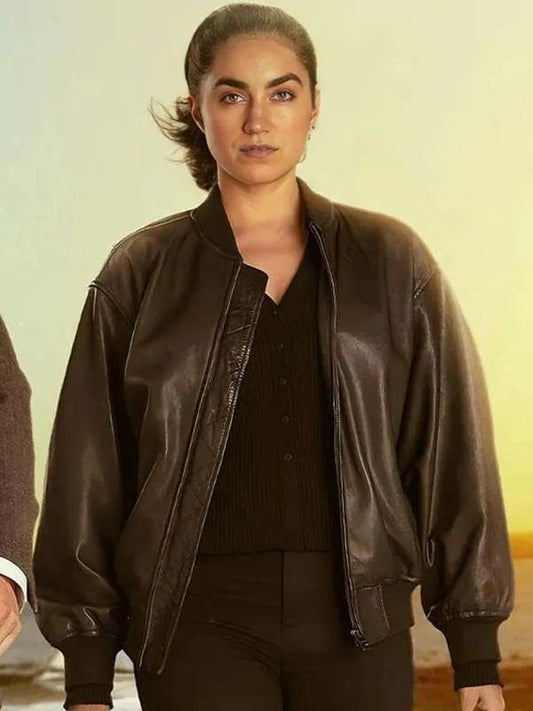 Sofia Barcley Lynley S01 Black Leather Bomber Jacket