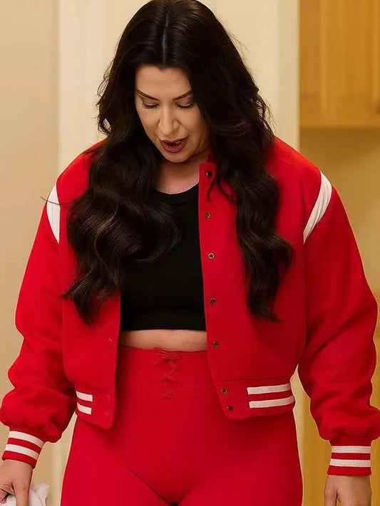The Real Housewives of Orange County Emily Simpson Red Bomber Jacket