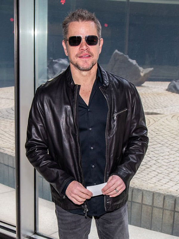 Matt Damon Black Leather Jacket