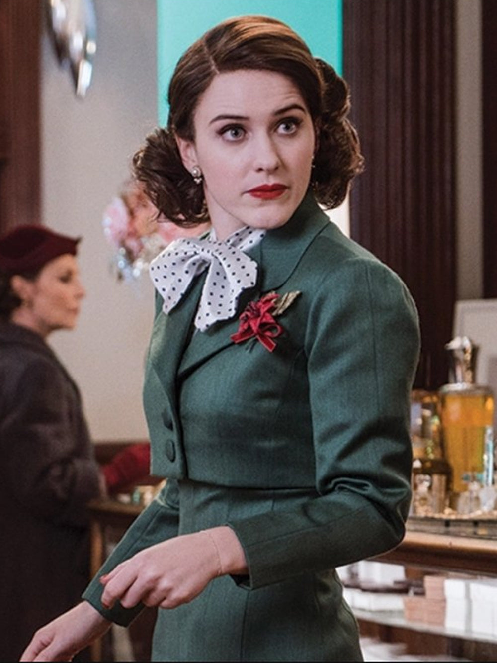 Rachel Brosnahan The Marvelous Mrs. Maisel Green Cropped Jacket