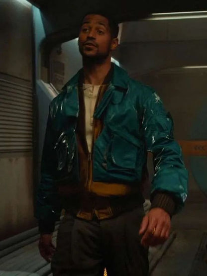 Alfred Enoch Foundation S01 Blue Leather Jacket
