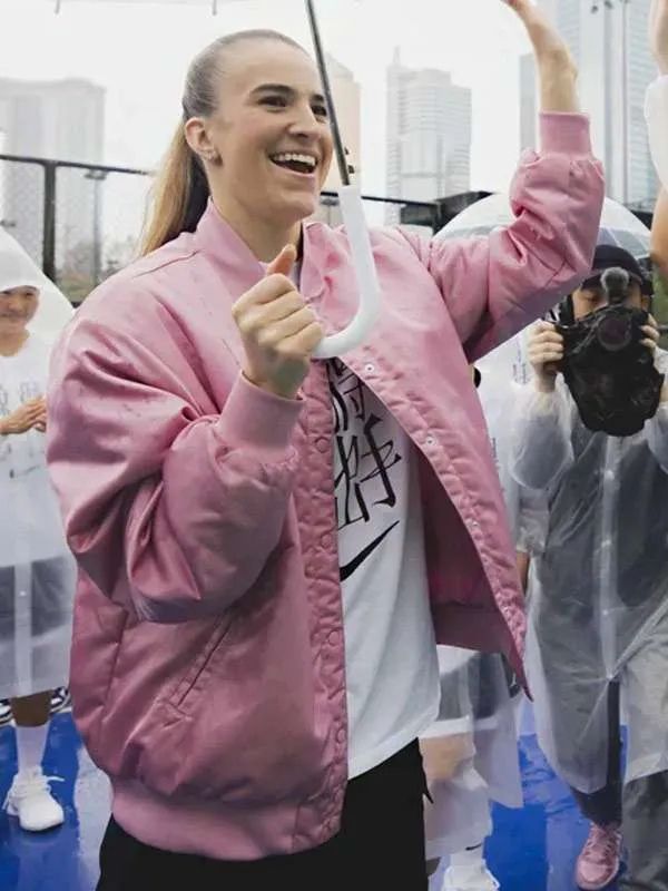 Basketball Player Sabrina Ionescu Pink Varsity Jacket