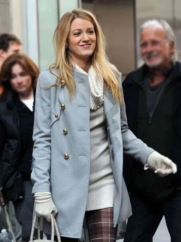 Blake Lively Gossip Girl Gray Wool Coat