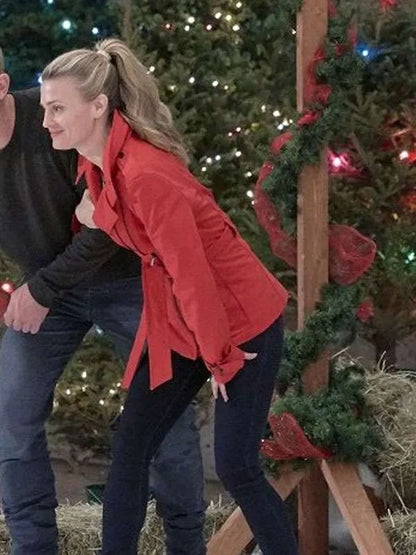 Brooke D’Orsay Nostalgic Christmas Red Biker Leather Jacket