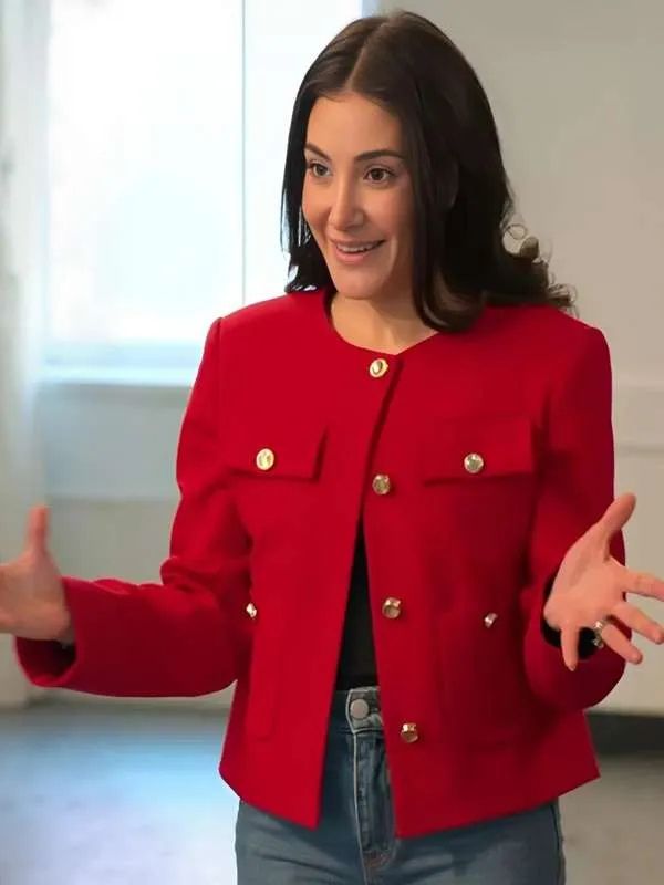 Chloe Tucker Caine Owning Manhattan Red Wool Jacket