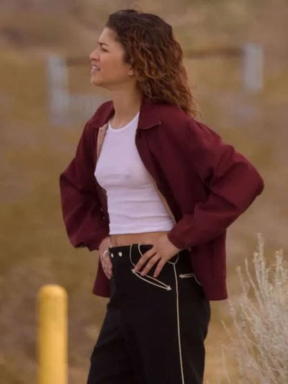 Euphoria S03 Zendaya Red Cotton Jacket