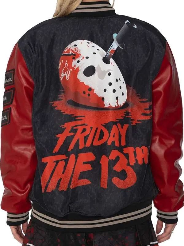 Friday the 13th Red and Black Varsity Jacket for Halloween