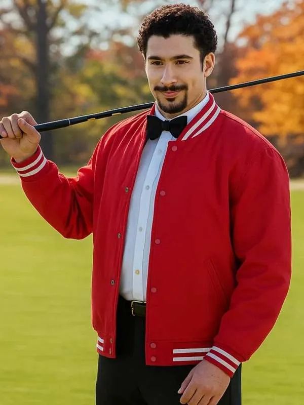Happy Gilmore 2 Bad Bunny Red Varsity Jacket