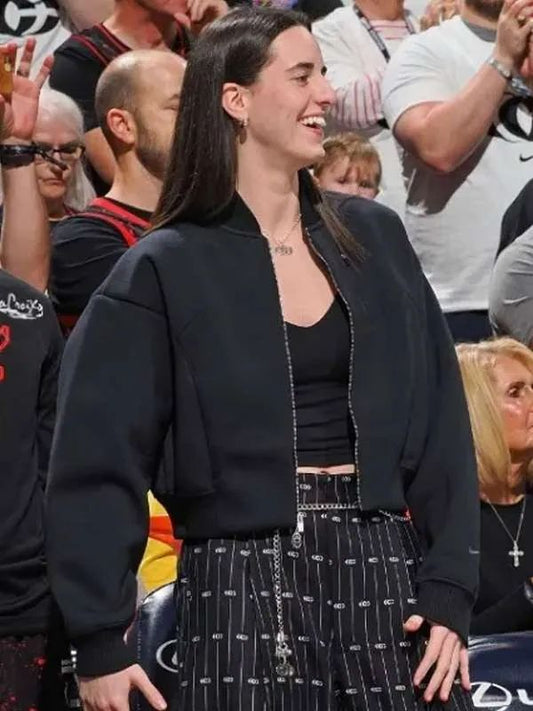 Indiana Fever Caitlin Clark Black Bomber Jacket