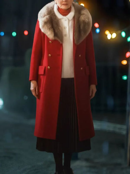 Irene Slater Keeping Up with the Clauses Red Wool Coat