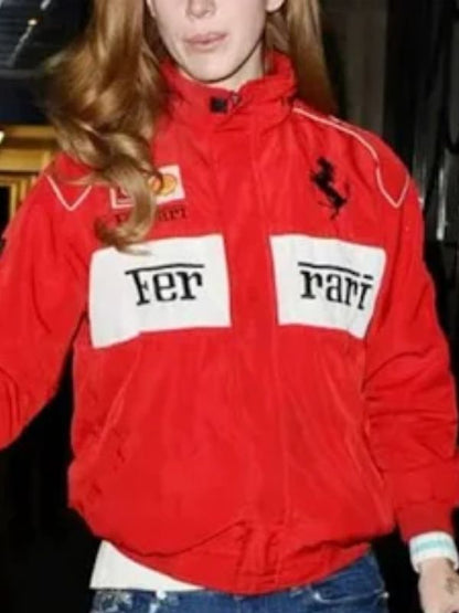 Lana Del Rey Ferrari Red Bomber Jacket