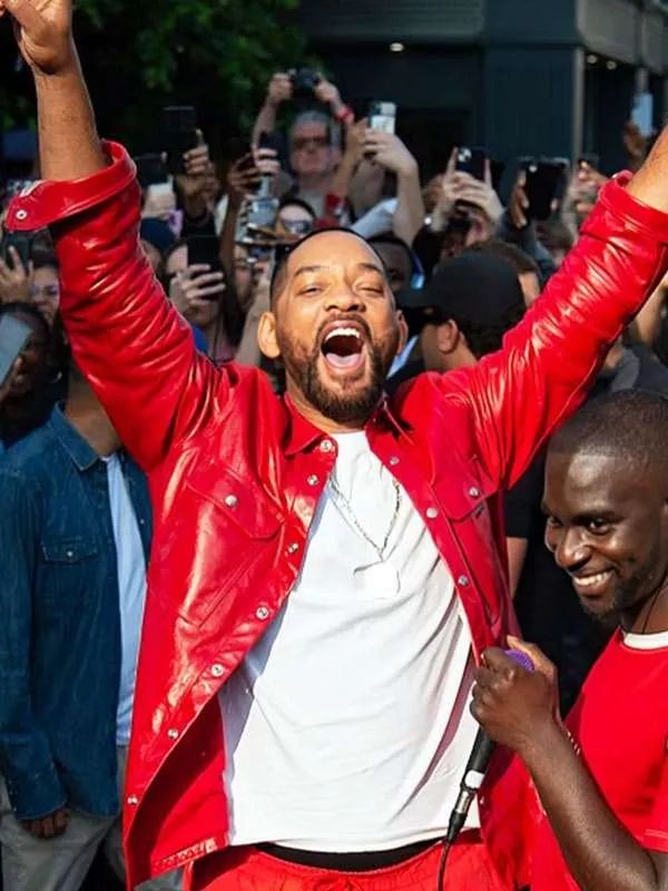 London Cross Station Will Smith Red Leather Jacket