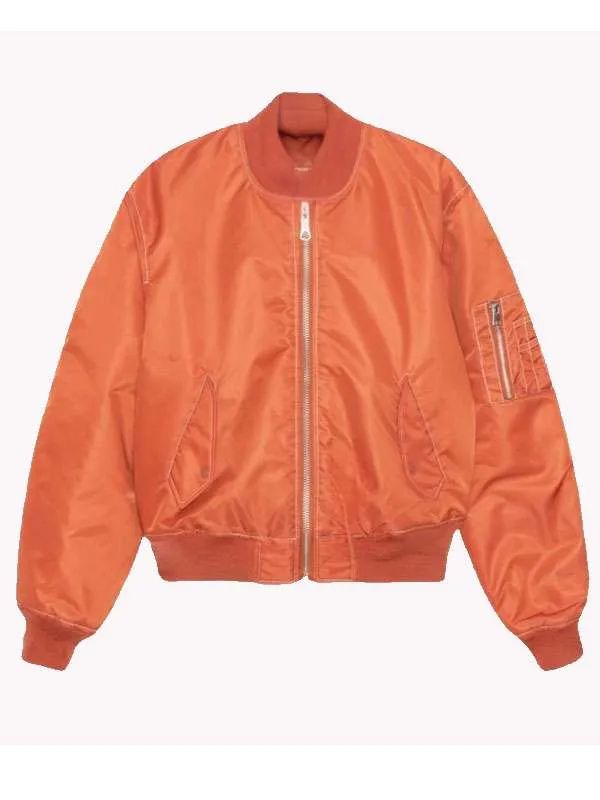 Margo’s Got Money Troubles Elle Fanning Orange Bomber Jacket