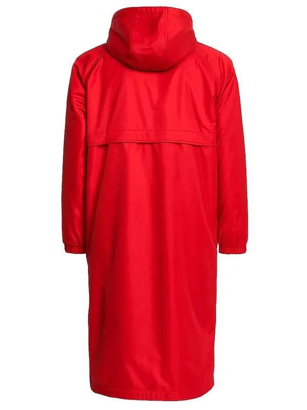 Milly Alcock New York City Red Hooded Coat