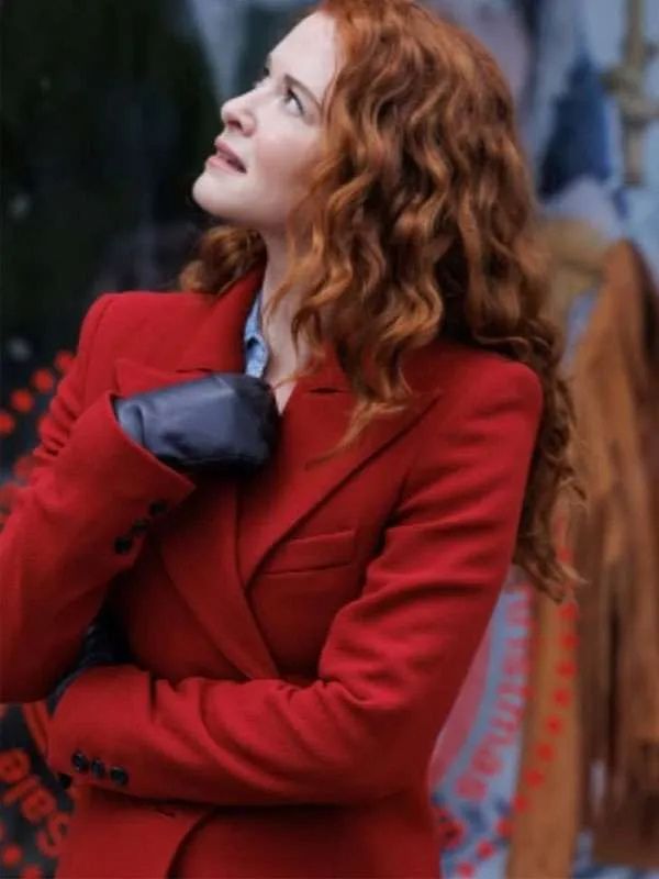 Mistletoe Murders S01 Emily Lane Red Wool Trench Coat