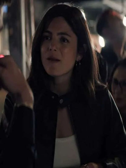 Monica Barbaro Crime 101 Black Leather Jacket