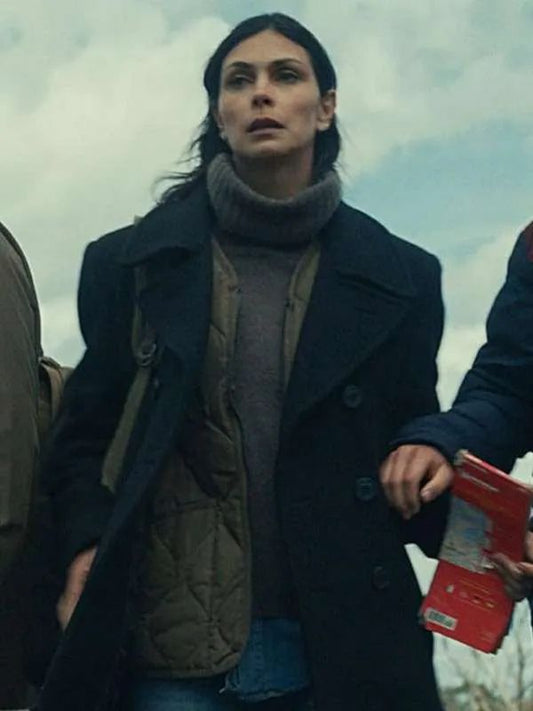 Morena Baccarin Greenland 2: Migration Blue Wool Coat