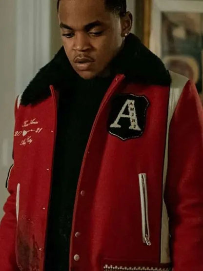 Power Book II Ghost S03 Tariq St. Patrick Red Bomber Jacket