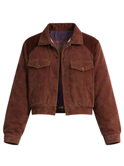 Stranger Things S05 Natalia Dyer Brown Corduroy Jacket