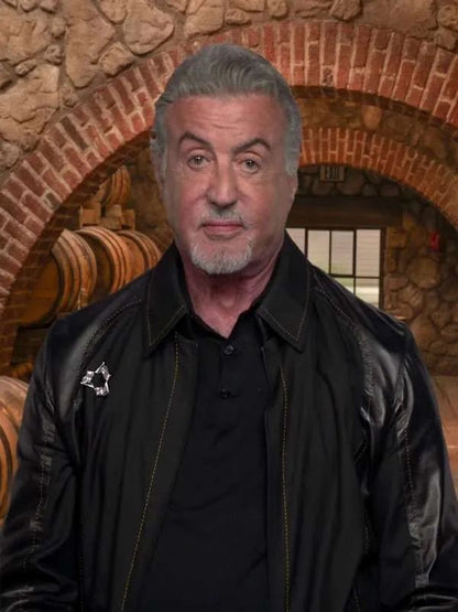 Sylvester Stallone Tulsa King S03 Black Leather Jacket