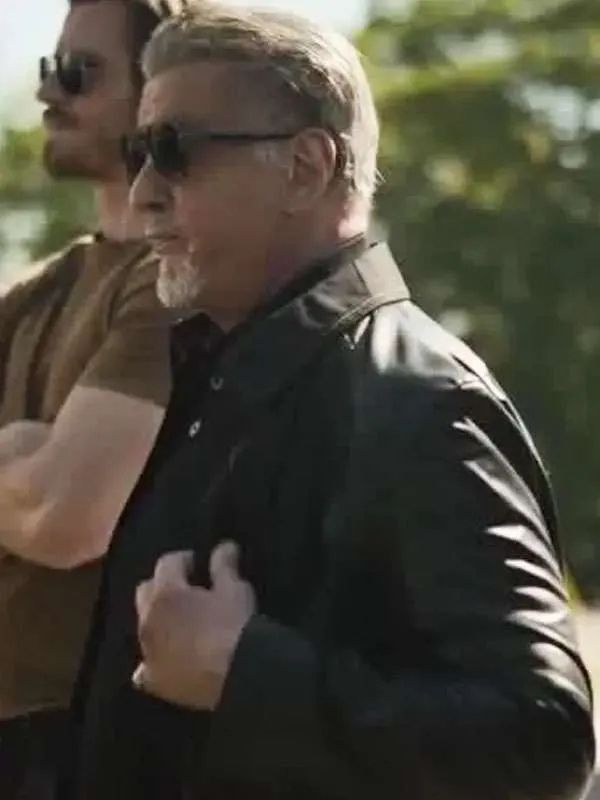 Sylvester Stallone Tulsa King S03 Black Leather Jacket