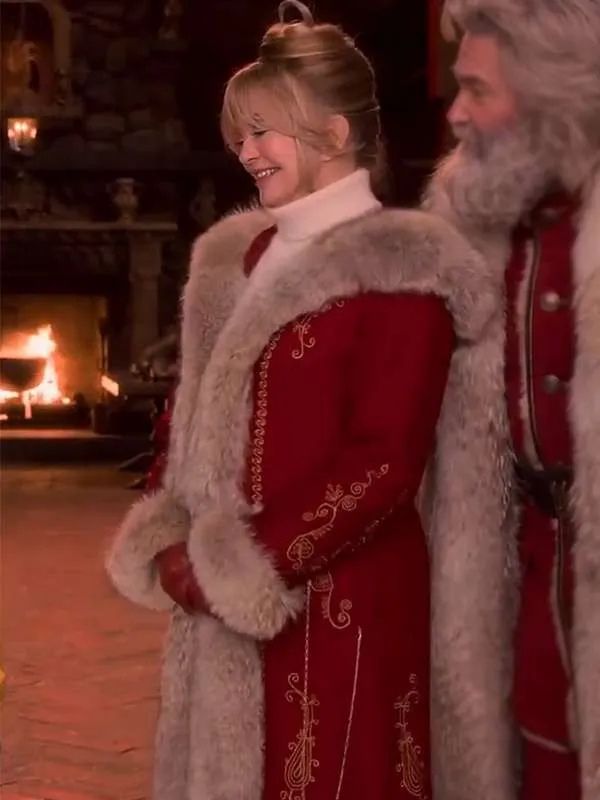 The Christmas Chronicles Goldie Hawn Red Shearling Coat