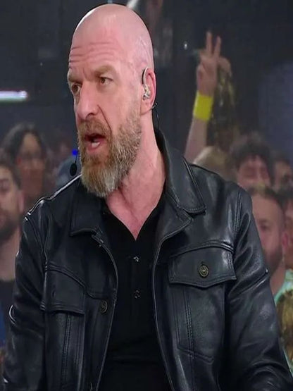 WWE Wrestlepalooza Triple H Black Leather Jacket